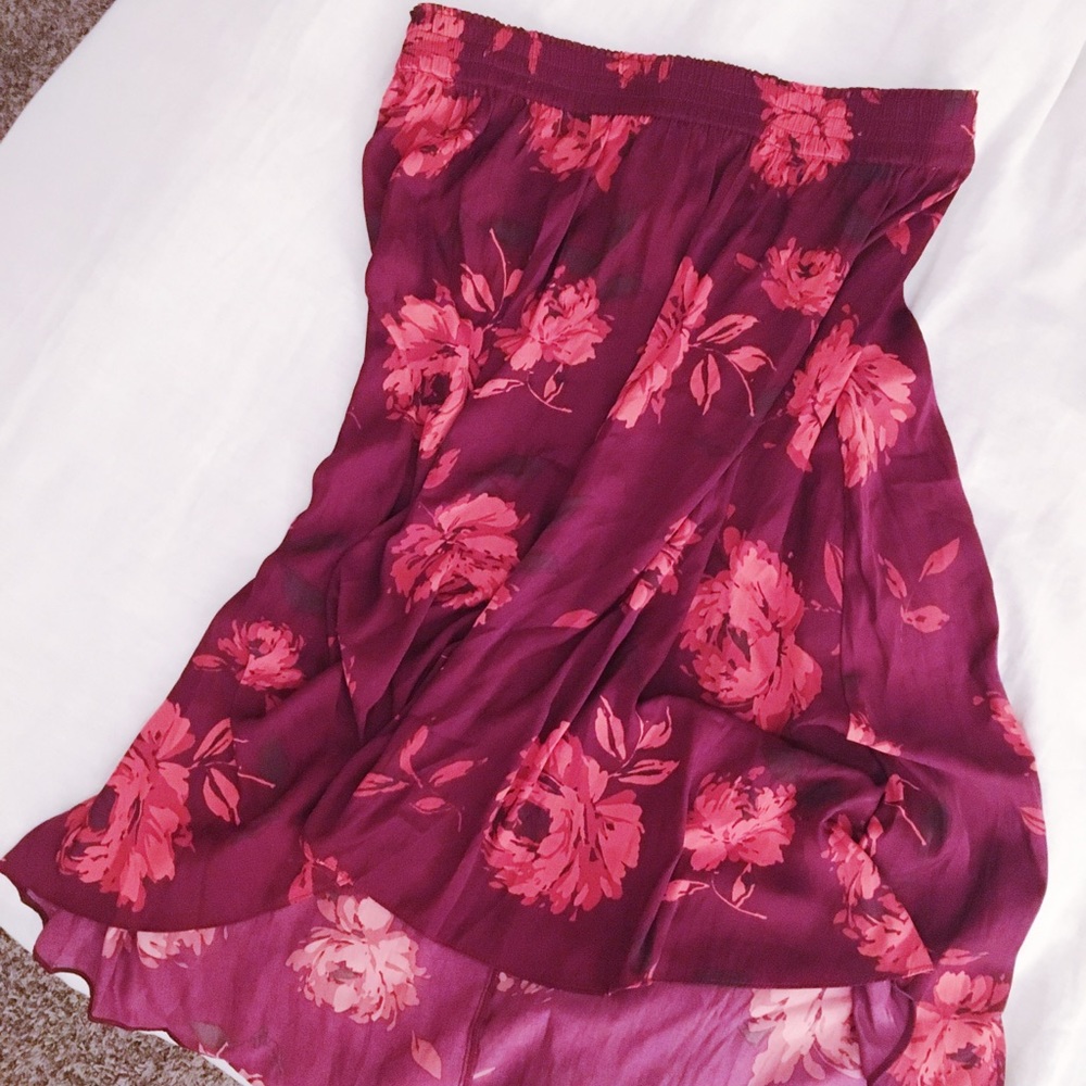 Satin high low midi skirt